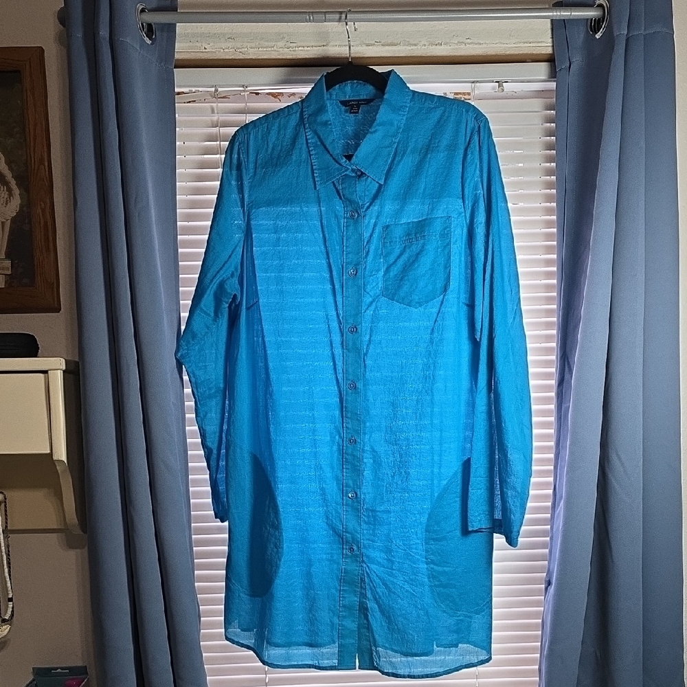 Lands' End Blue Lightweight Shirt Jacket